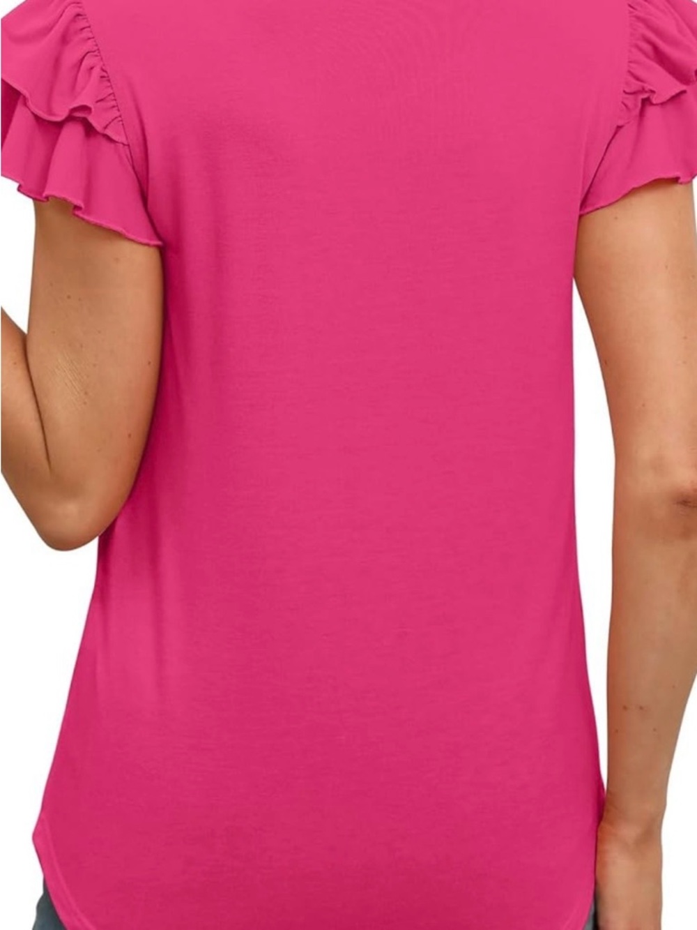 Women's Bright Pink Lace Flutter-Sleeve Camisole - Picture 2 of 6